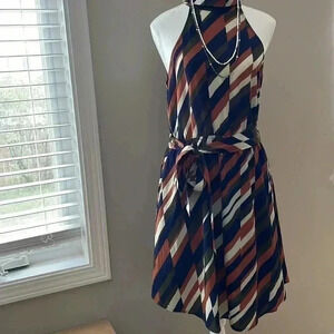 [M]Ruche Sleeveless Multi Color Midi  Dress